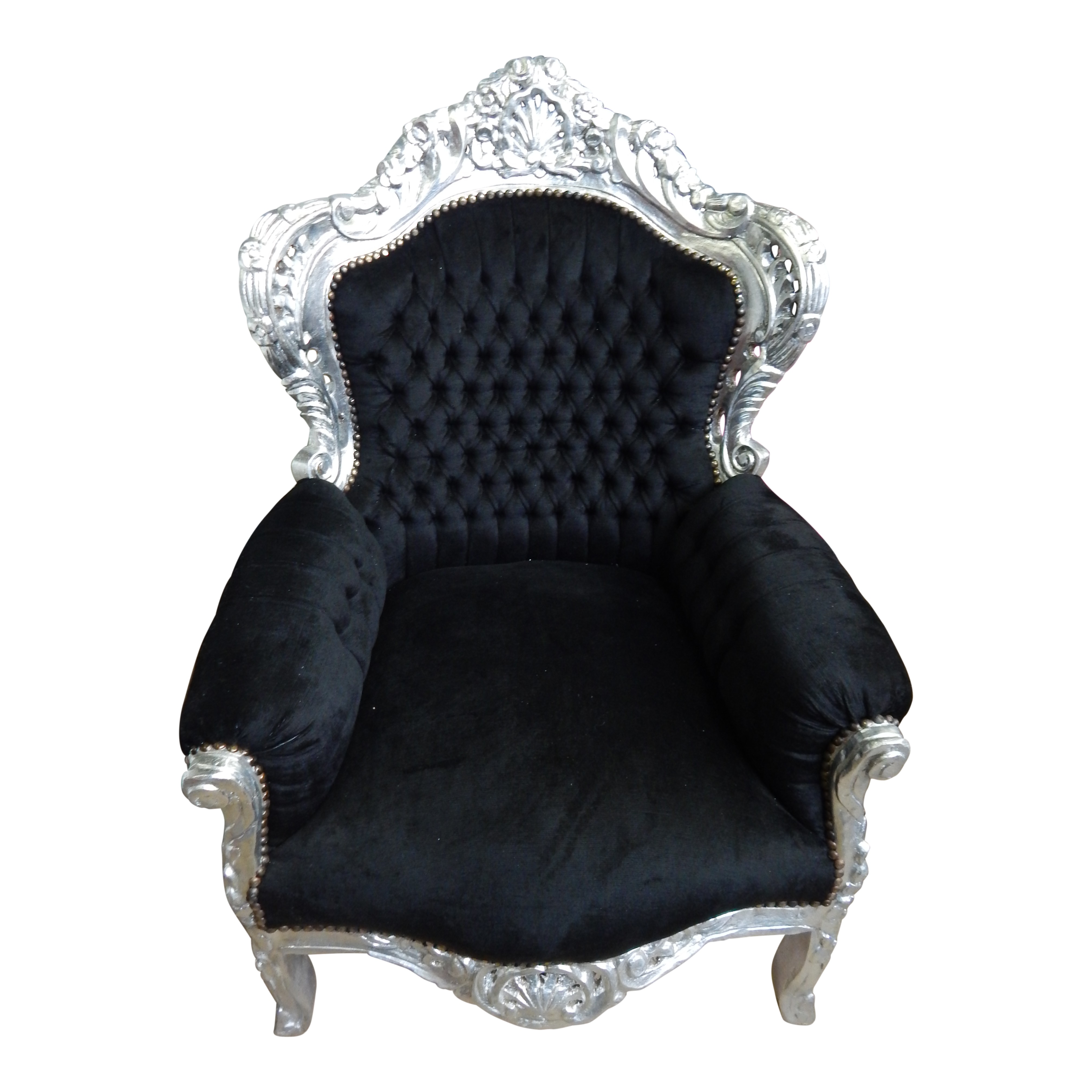 barok fauteuil zilver zwart bobo verhuur rotterdam