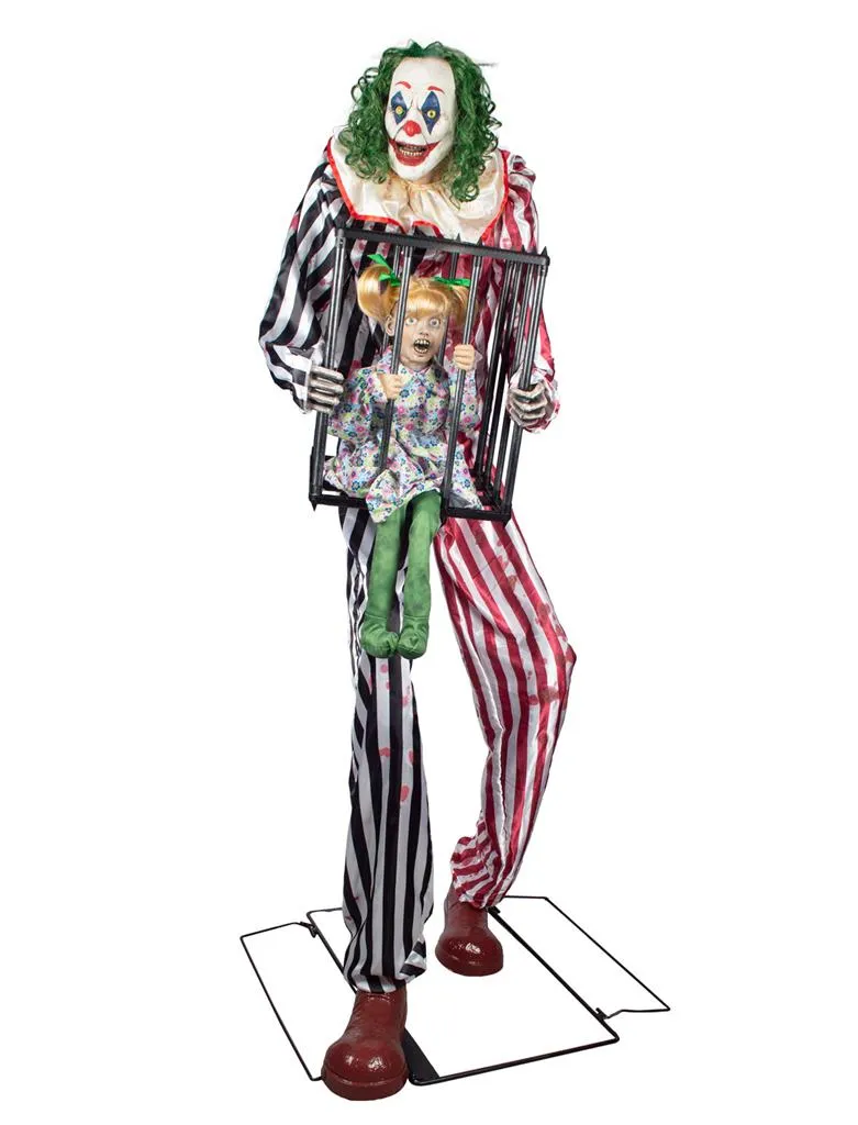 Scary clown met meisje in kooi 220 cm