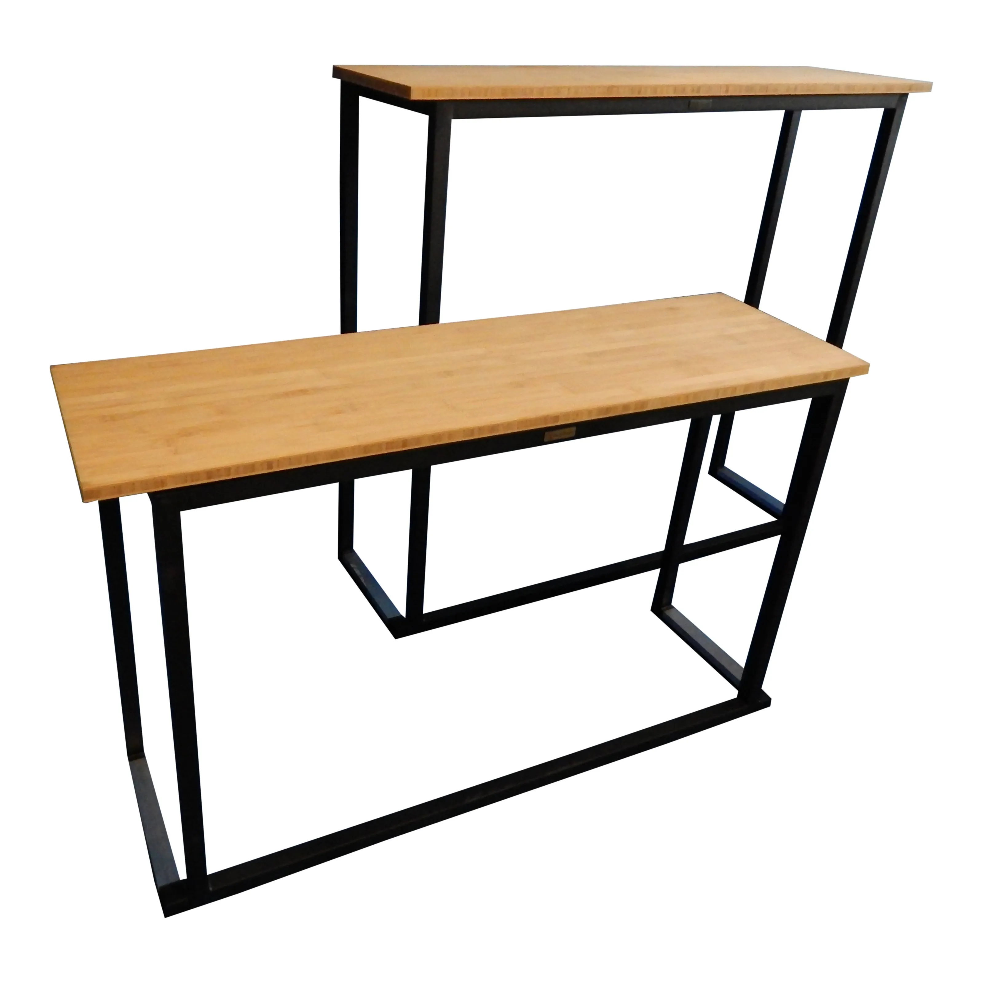 Wall/side tafel zwart met bamboeblad H110xb120xd35cm