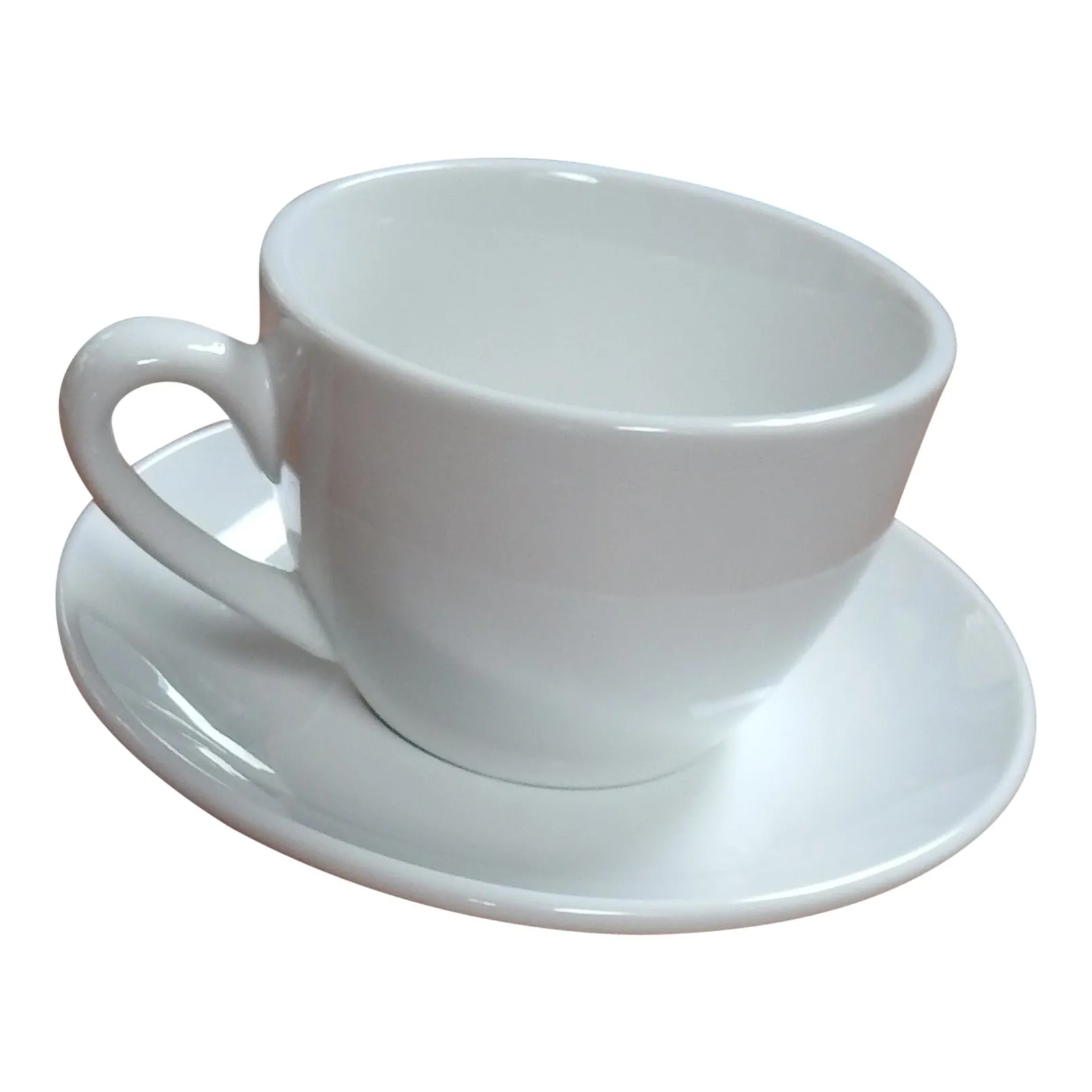 Cappuccino kop en schotel wit porselein