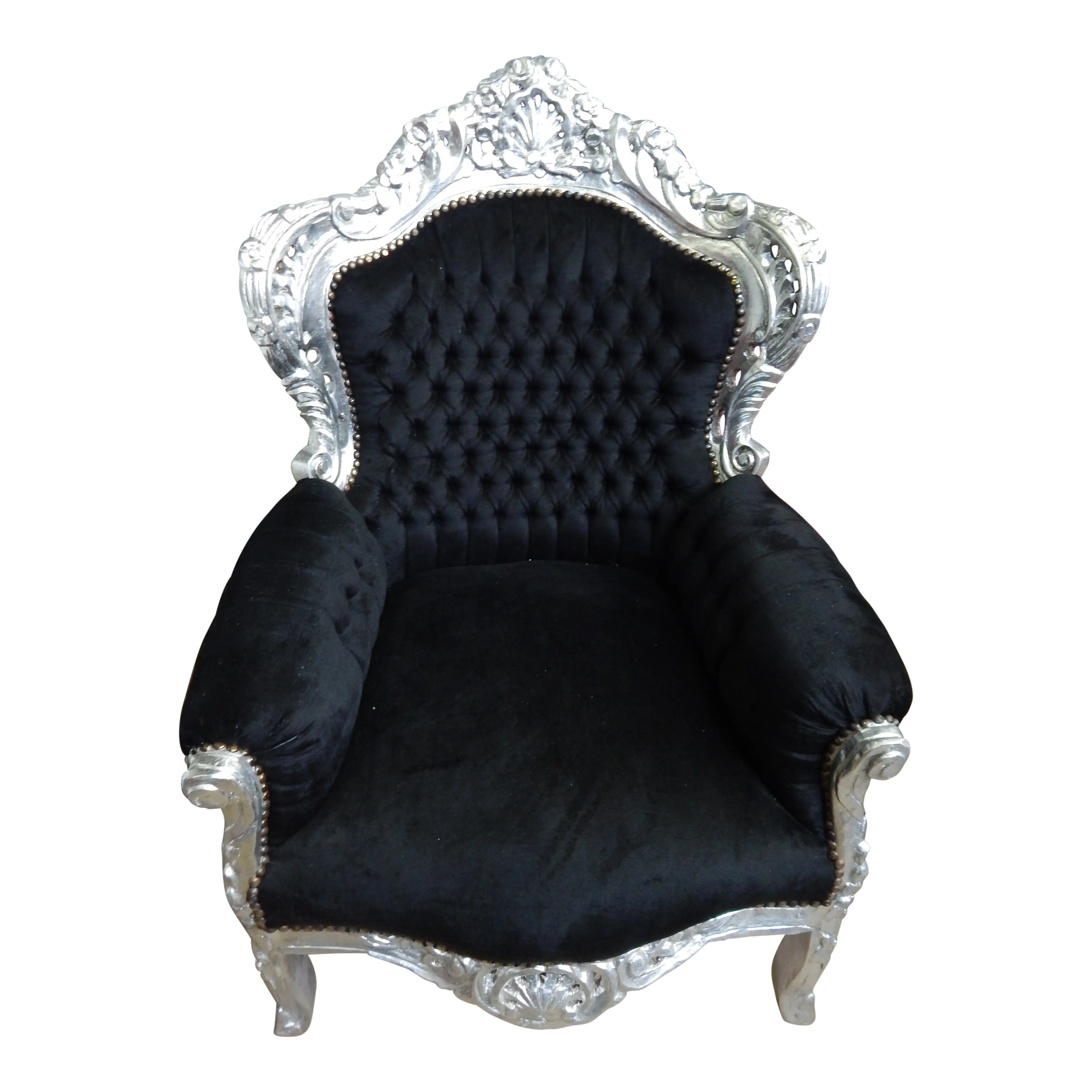 Fauteuil barok stijl  zilver/zwart