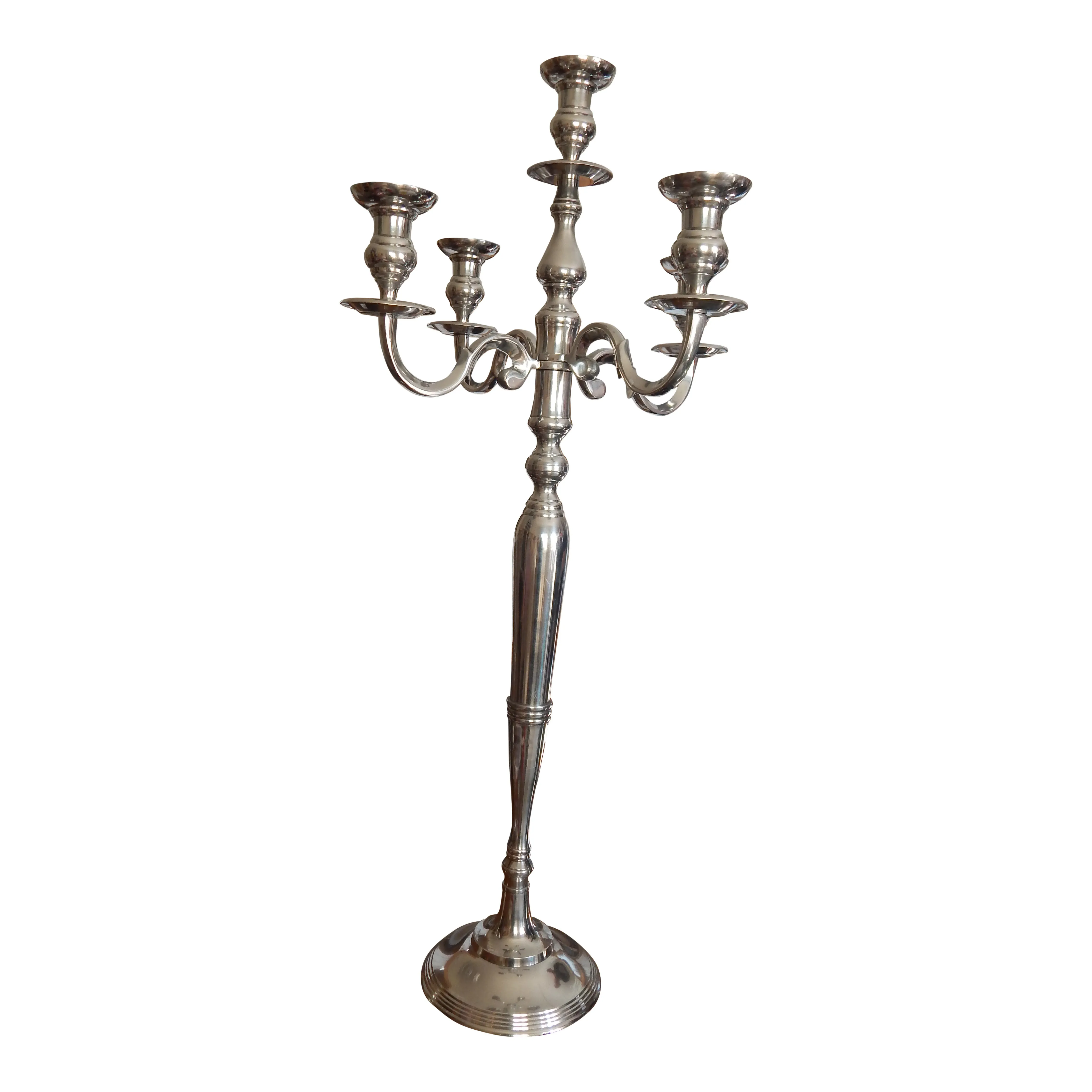 Kandelaar 5 arm verzilverd 120cm