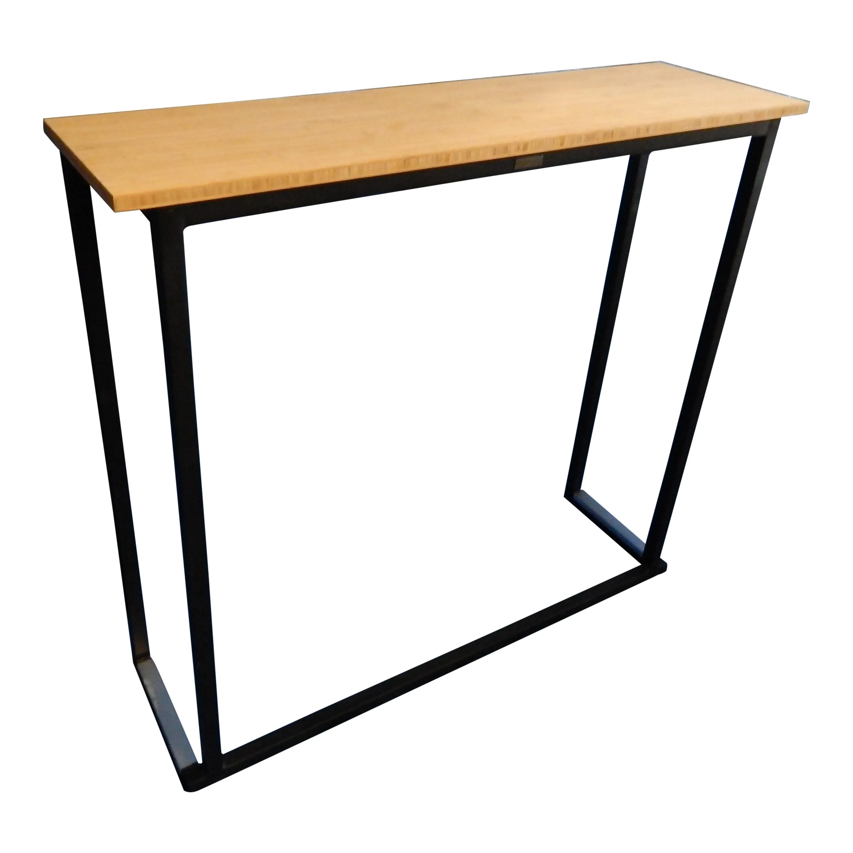 Wall/side tafel zwart met bamboeblad H110xb120xd35cm