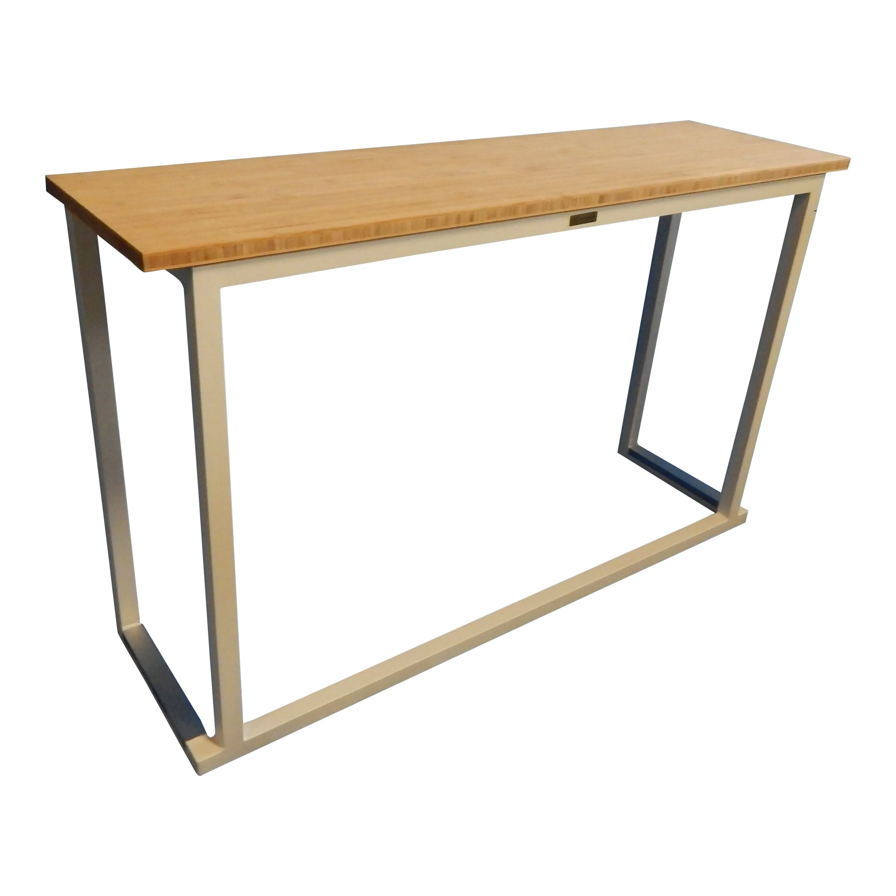 Wall/side tafel laag wit met bamboeblad H74xb120xd35cm