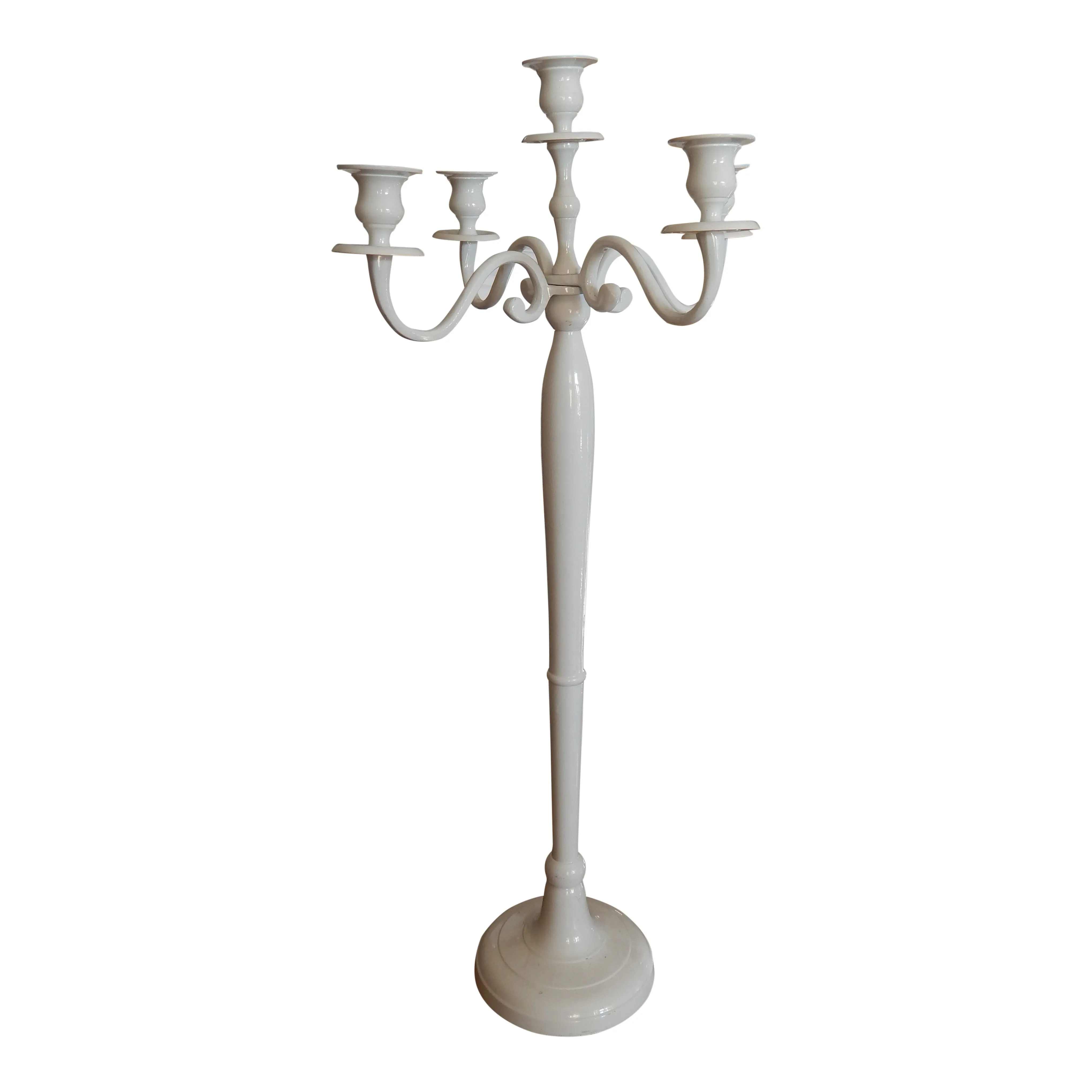 Kandelaar 5 arm wit 78cm hoog