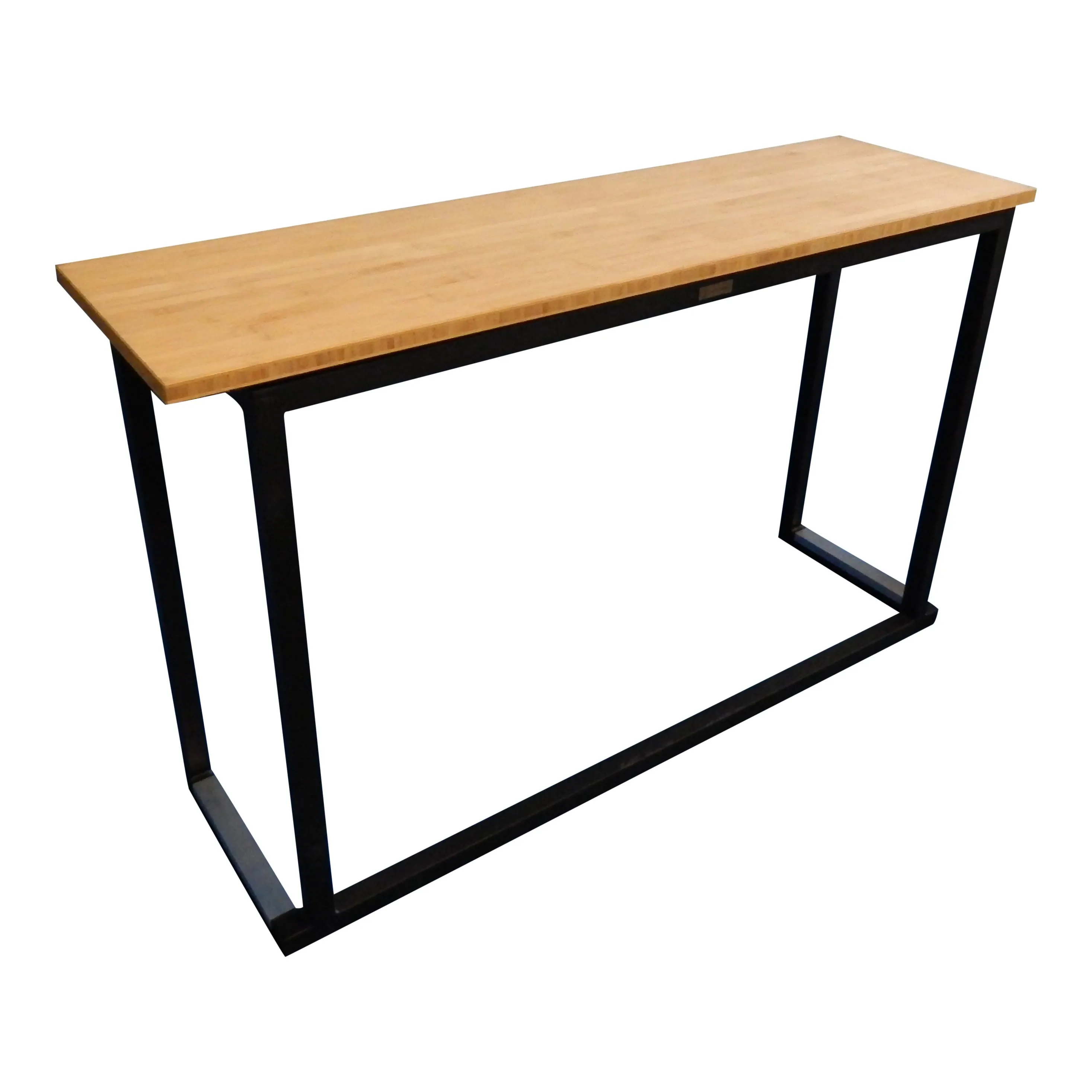 Wall/side tafel laag zwart met bamboeblad H74xb120xd35cm