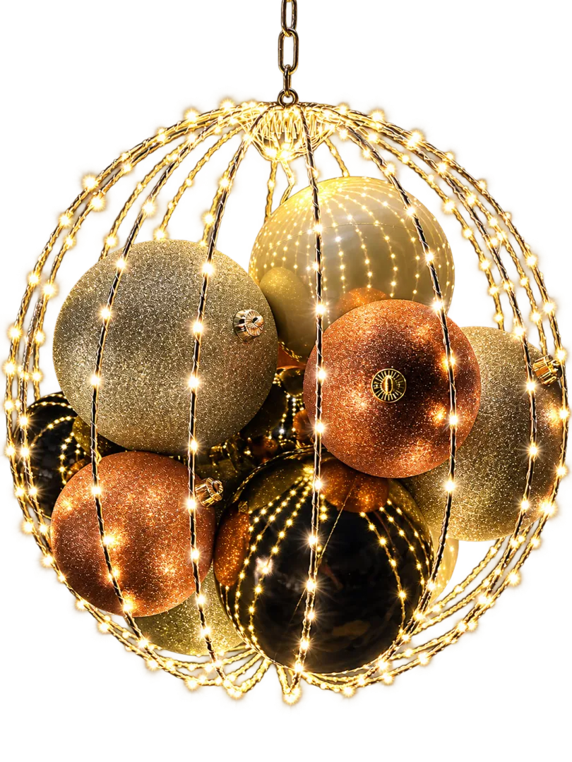 kerstbal verlicht rood/wit/zilver