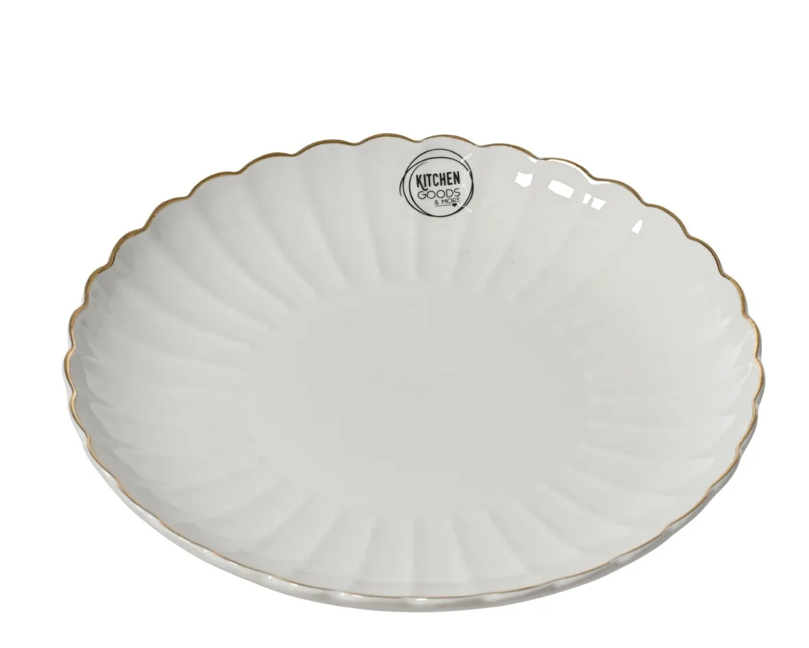 Ontbijt bord wit met gouden rand  20,3cm