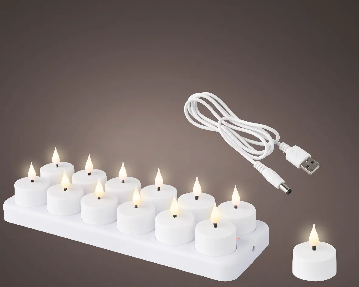 LED oplaadbare theelicht  12 stuks