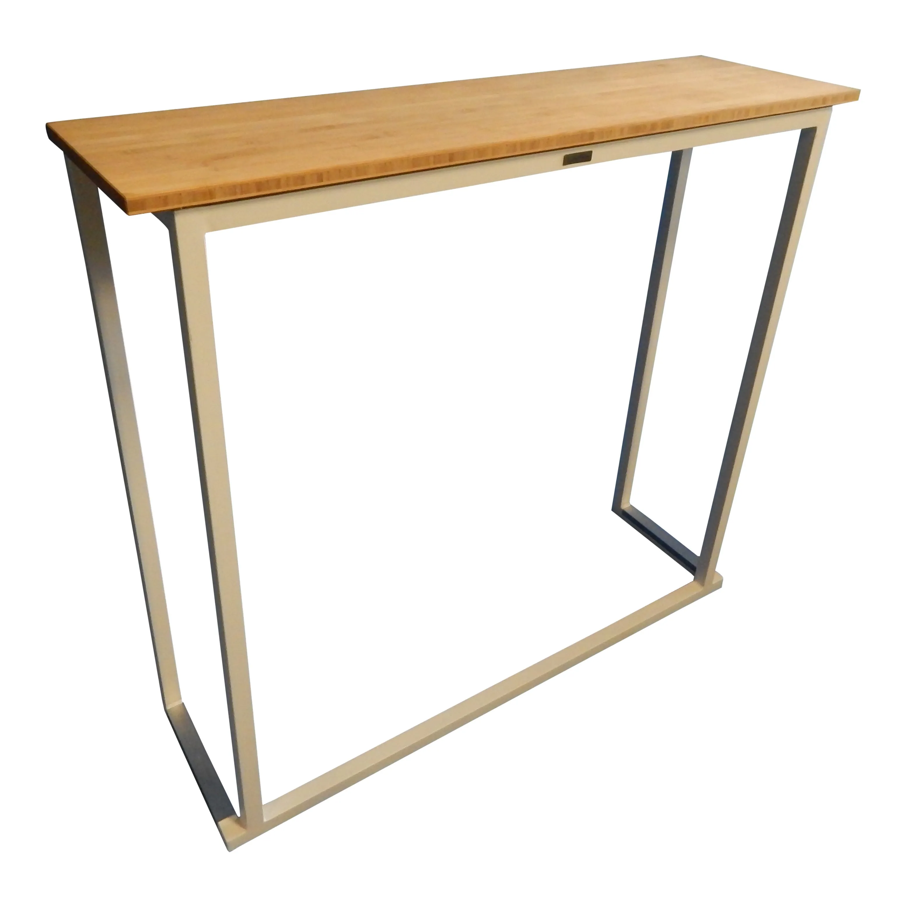 Wall/side tafel wit met bamboeblad H110xb120xd35cm