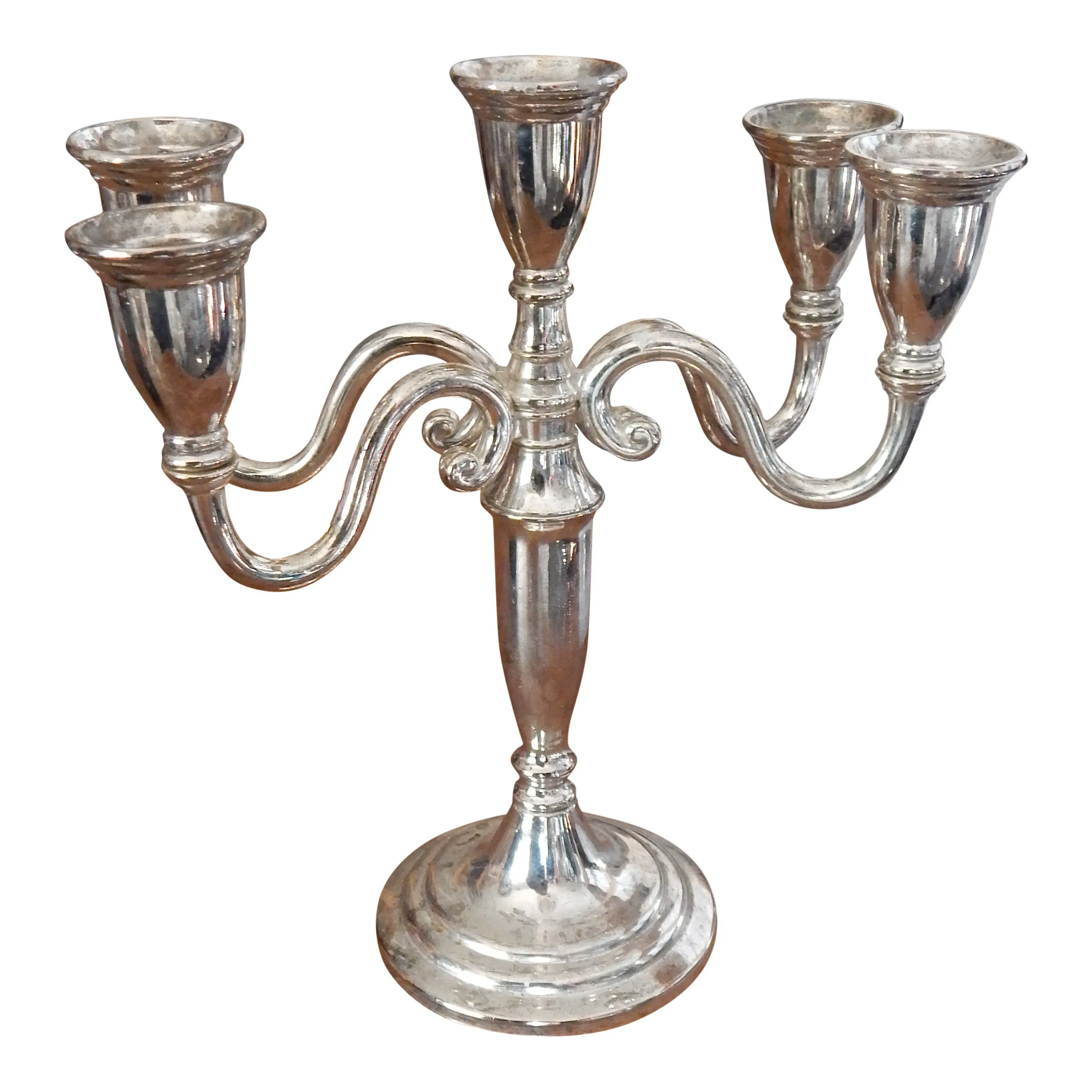 Kandelaar 5 arm verzilverd